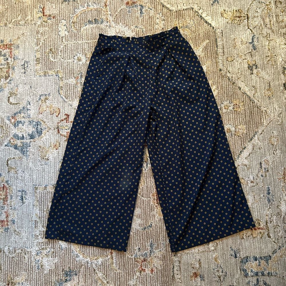 June & Hudson Blue and Gold Wide Leg Pants